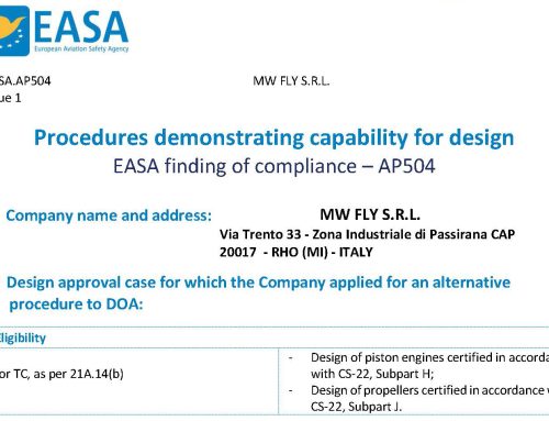 MWfly ha ricevuto la certificazione D.O. EASA in Ottobre
